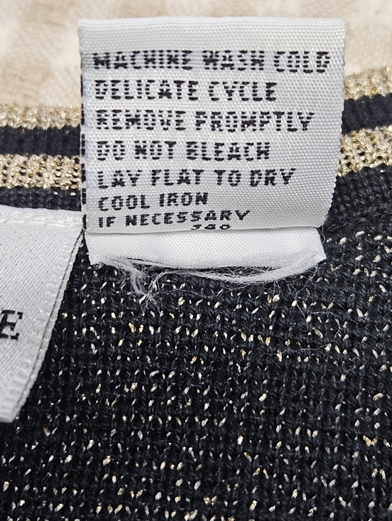 First Issue Chic Celestial Star Black Metallic Gold Button Front Knit Cardigan - Picture 8 of 11